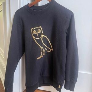 OVO Black Crewneck Sweater with Gold Owl